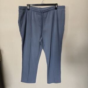 Peace love world blue sweatpants size 2x Embroidered Heart Wide Leg Quiet Luxury